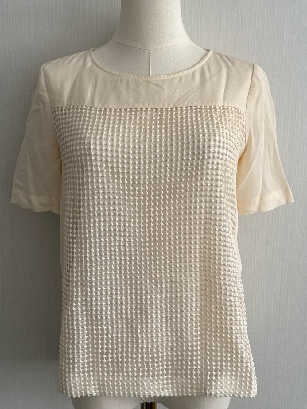 Madewell Cream Textured Short-Sleeve Blouse